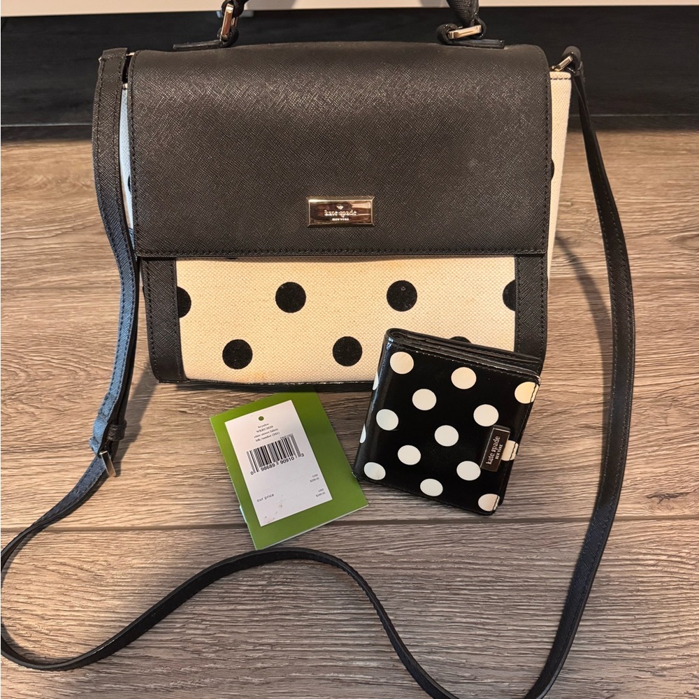 Kate Spade BrynLee handbag top handle polkadot blk/natdot